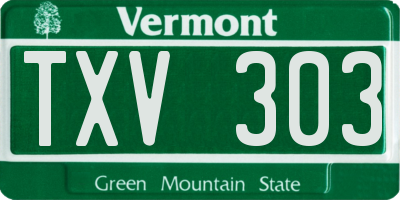 VT license plate TXV303