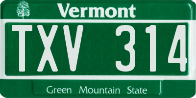 VT license plate TXV314