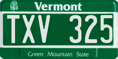 VT license plate TXV325
