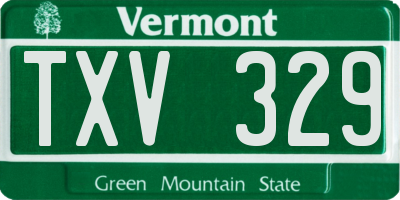 VT license plate TXV329