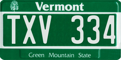 VT license plate TXV334