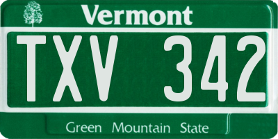 VT license plate TXV342