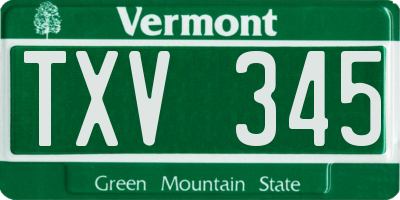 VT license plate TXV345