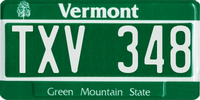 VT license plate TXV348