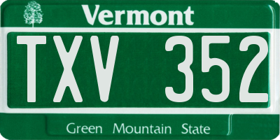 VT license plate TXV352