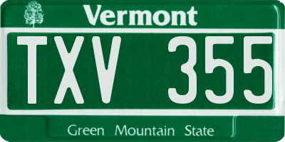 VT license plate TXV355