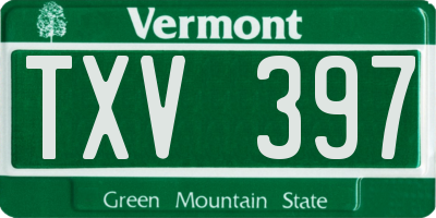 VT license plate TXV397