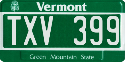 VT license plate TXV399