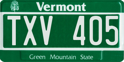 VT license plate TXV405