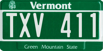 VT license plate TXV411