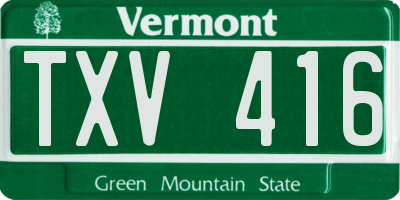 VT license plate TXV416
