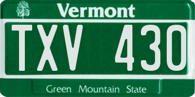 VT license plate TXV430