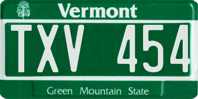 VT license plate TXV454