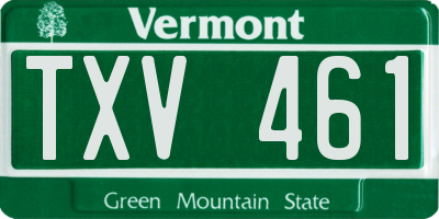 VT license plate TXV461