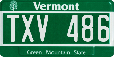 VT license plate TXV486