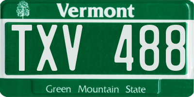 VT license plate TXV488