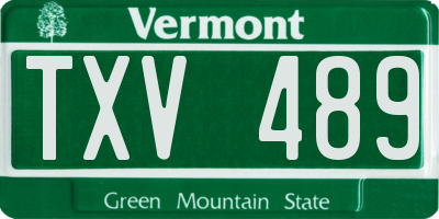 VT license plate TXV489