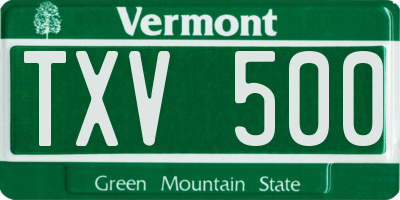 VT license plate TXV500