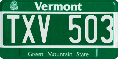 VT license plate TXV503