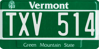 VT license plate TXV514