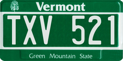 VT license plate TXV521