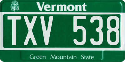 VT license plate TXV538