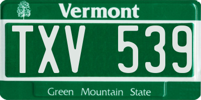 VT license plate TXV539