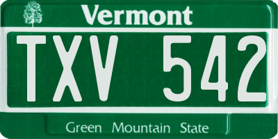VT license plate TXV542