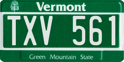 VT license plate TXV561