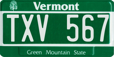 VT license plate TXV567