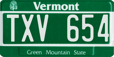 VT license plate TXV654