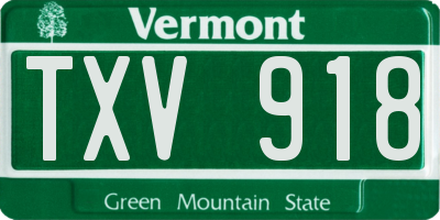 VT license plate TXV918
