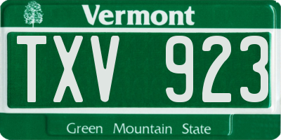 VT license plate TXV923