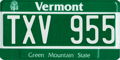 VT license plate TXV955