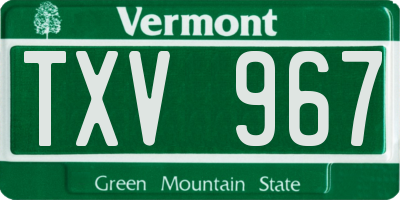 VT license plate TXV967