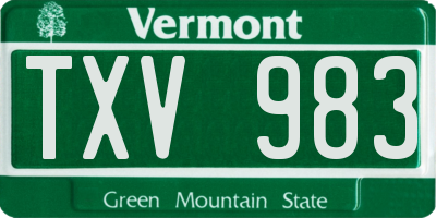 VT license plate TXV983