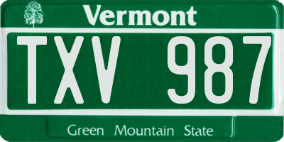 VT license plate TXV987