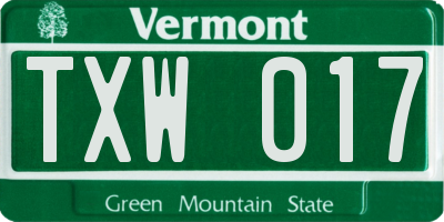 VT license plate TXW017