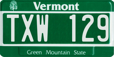 VT license plate TXW129