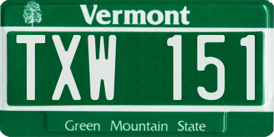 VT license plate TXW151