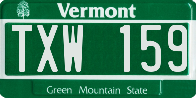 VT license plate TXW159