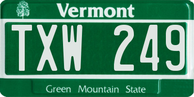 VT license plate TXW249