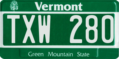 VT license plate TXW280