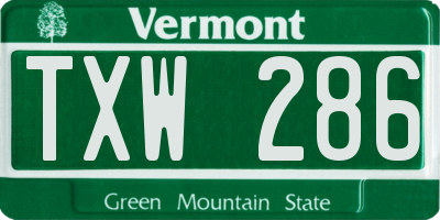 VT license plate TXW286