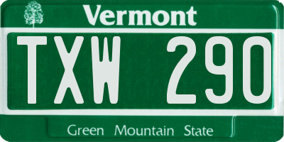 VT license plate TXW290