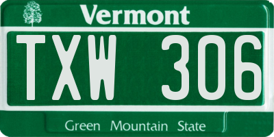 VT license plate TXW306
