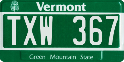 VT license plate TXW367