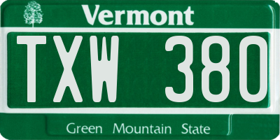 VT license plate TXW380