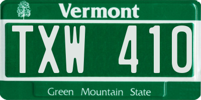 VT license plate TXW410