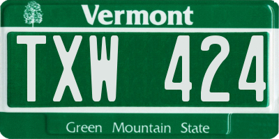VT license plate TXW424